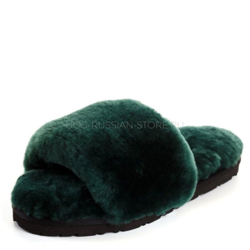 UGG Fluff Slide Slippers Dark Green 22