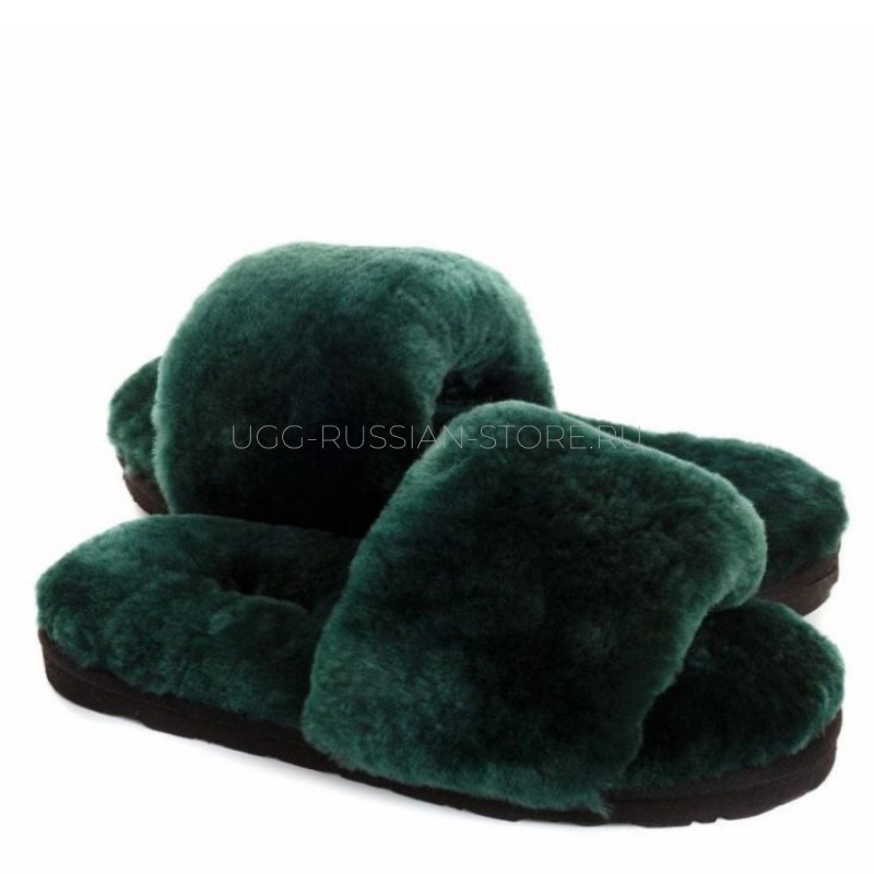 UGG Fluff Slide Slippers Dark Green 22
