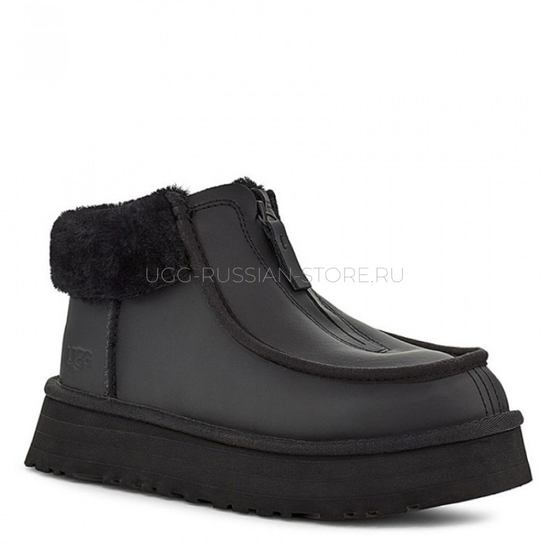 UGG Funkette Platform Boots Leather Black 22
