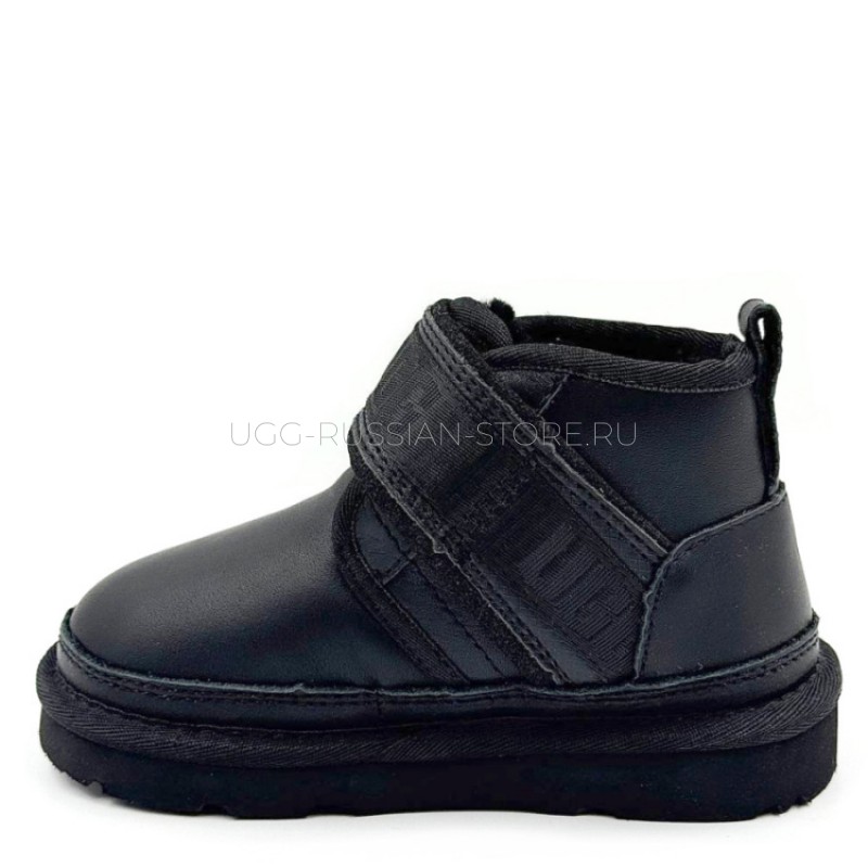 UGG Kids Neumel Snapback Leather Black 22