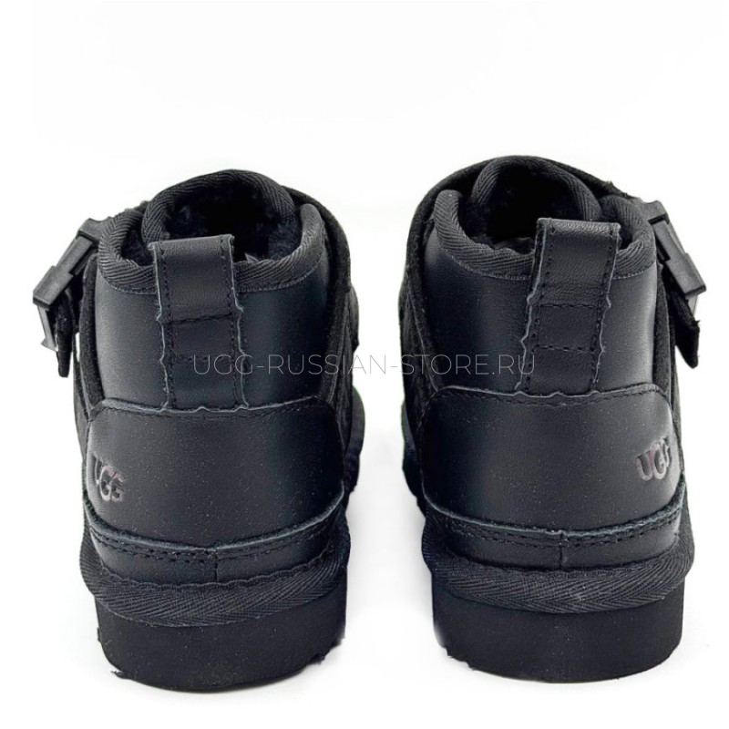 UGG Kids Neumel Snapback Leather Black 22