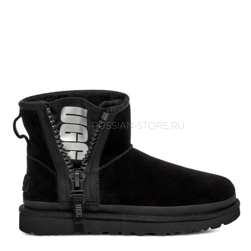 UGG Mini Zipper Tape Logo Black 11