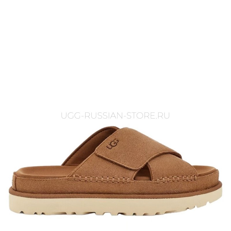 UGG Goldenstar Cross Slide Chestnut 11
