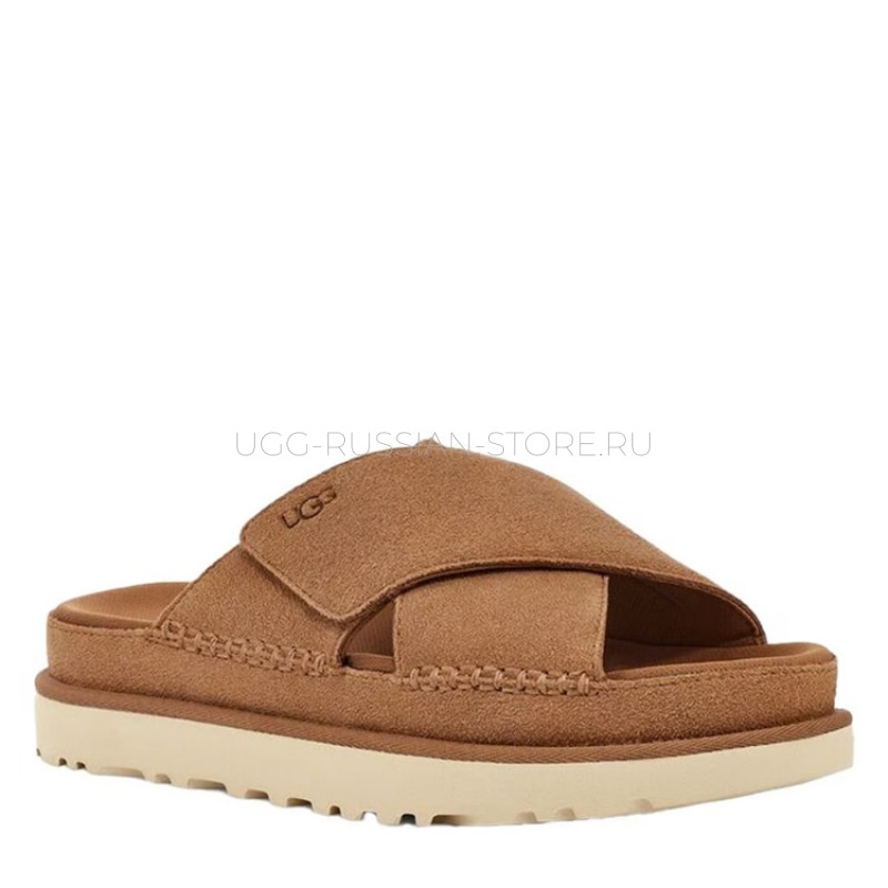 UGG Goldenstar Cross Slide Chestnut 22