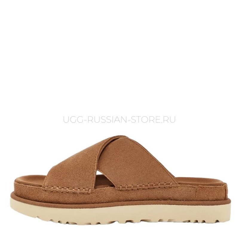 UGG Goldenstar Cross Slide Chestnut 22