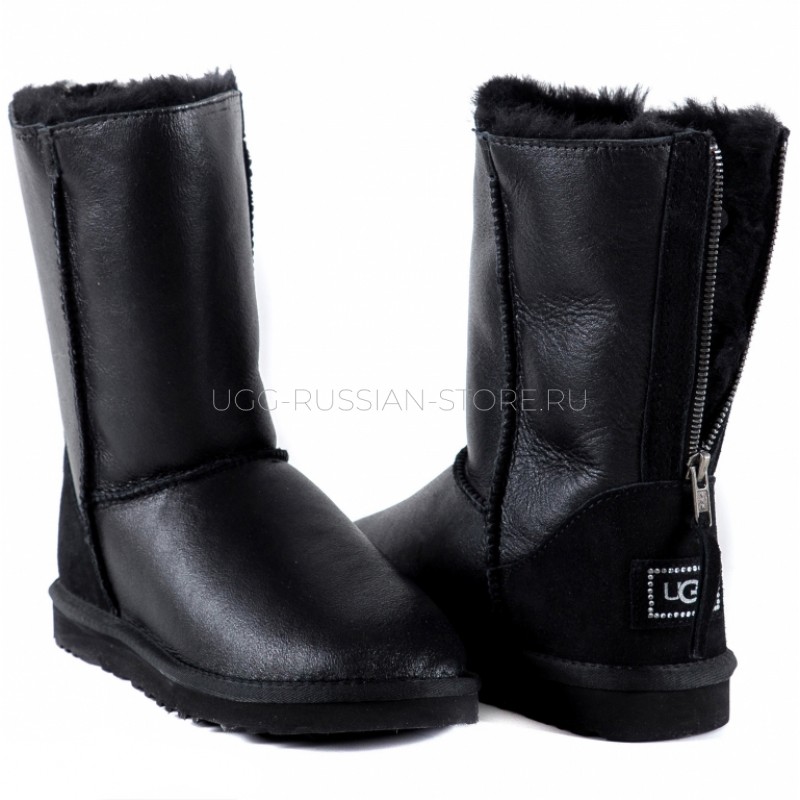 UGG Classic Short Zip Metallic Black 11