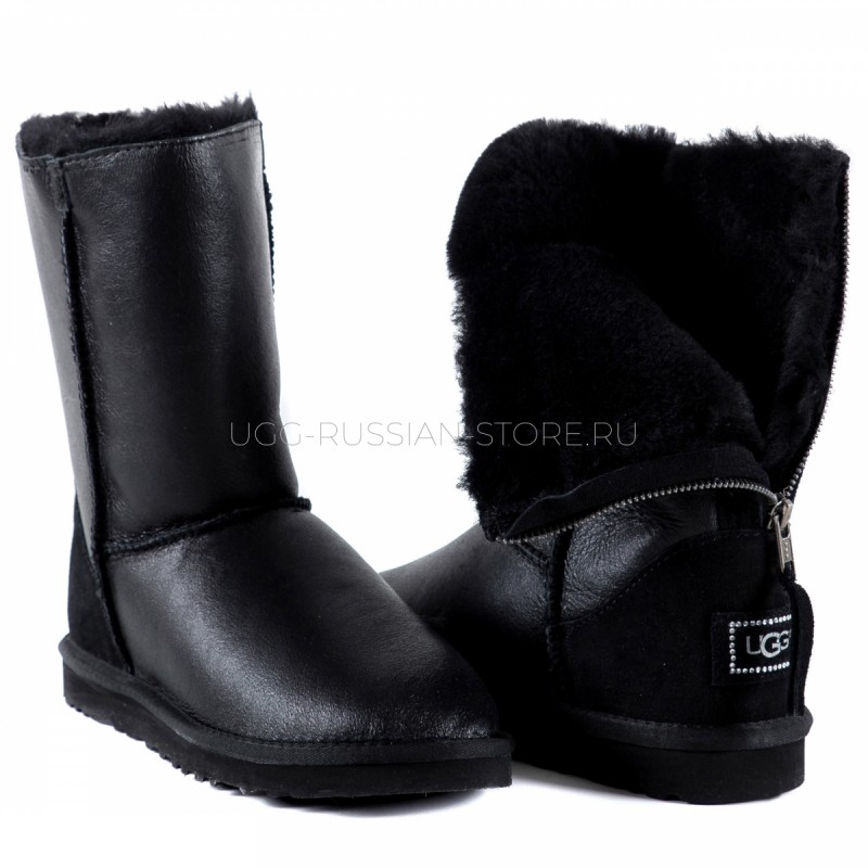 UGG Classic Short Zip Metallic Black 22