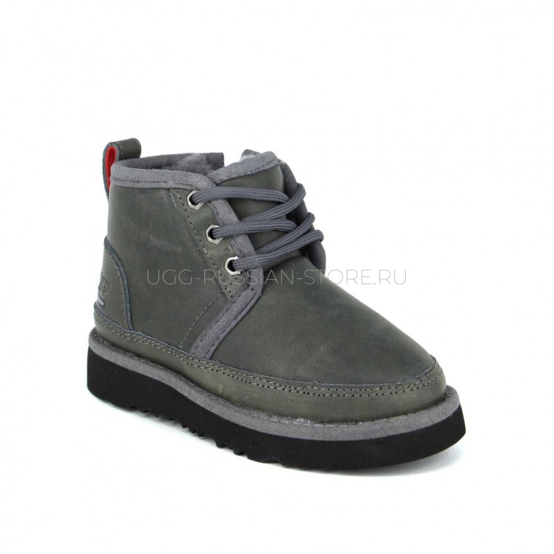 UGG KIDS Classic Neumel II ZIP Leather Grey 22