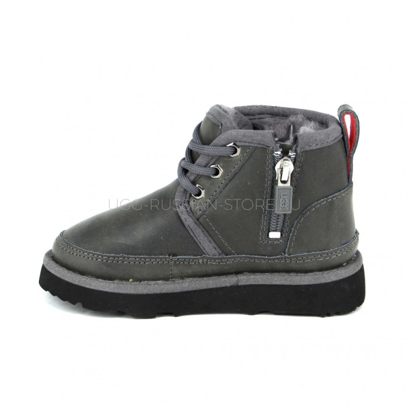 UGG KIDS Classic Neumel II ZIP Leather Grey 22